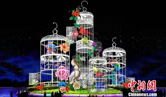 花開并蒂情牽兩岸海峽兩岸中秋燈會月下團圓