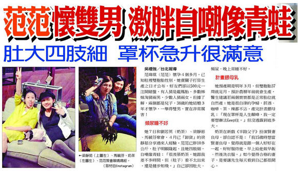 曝范瑋琪雙胞胎系男胎 曝范瑋琪雙胞胎系男胎