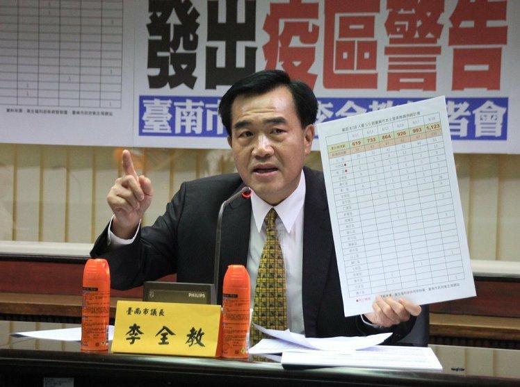 登革熱病例一周內(nèi)暴增近一倍,臺南議長李全教拿出數(shù)據(jù),痛罵市長賴清德草菅人命。(《聯(lián)合報》 曹馥年攝) 登革熱病例一周內(nèi)暴增近一倍,臺南議長李全教拿出數(shù)據(jù),痛罵市長賴清德草菅人命。(《聯(lián)合報》 曹馥年攝)