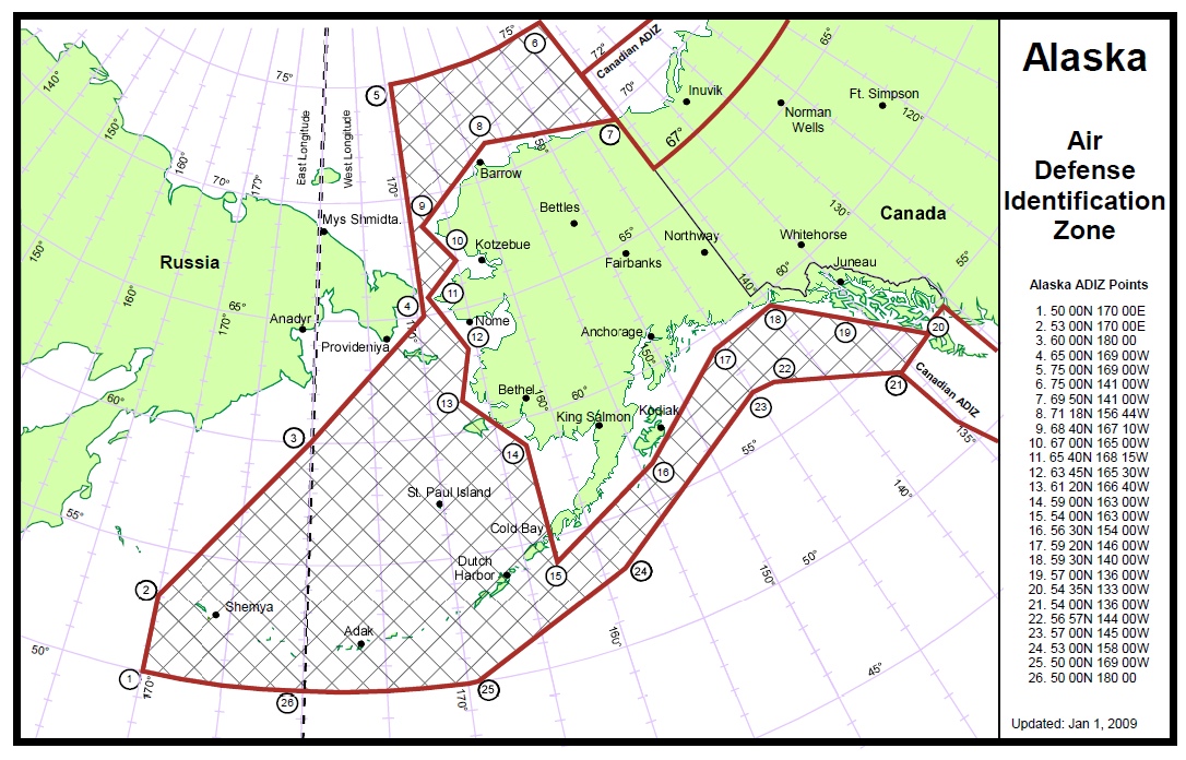 加拿大和美國本土防空識別區。 加拿大和美國本土防空識別區。