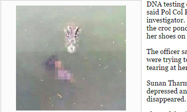 國(guó)老婦跳鱷魚湖自殺,被拍下遺體被鱷魚接近的照片 國(guó)老婦跳鱷魚湖自殺,被拍下遺體被鱷魚接近的照片