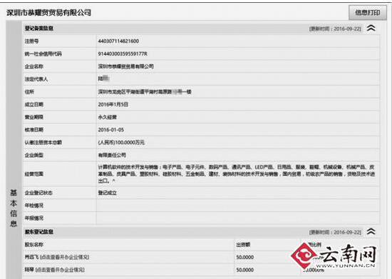 陸女士和冒用她身份的一家公司注冊信息
