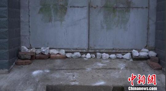 南京眼鏡蛇幼蛇逃逸曝光40小時,當地居民家家戶戶石灰封門窗。 李珂 攝