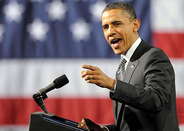 資料圖:奧巴馬公開發表演講。