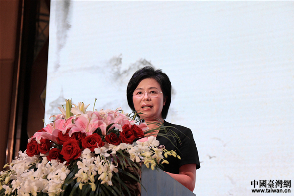 溫州市委常委施艾珠致辭。(中國臺灣網 李岳 攝) 溫州市委常委施艾珠致辭。(中國臺灣網 李岳 攝)